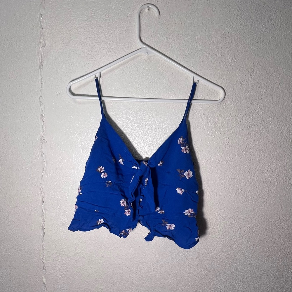 American Eagle Floral Blue Women's Top
